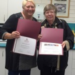 Denisee presenting Jo with certificates from 2016 Convention