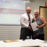 Greg Beard from the Mater Foundation presenting Club Presdent with a cheque